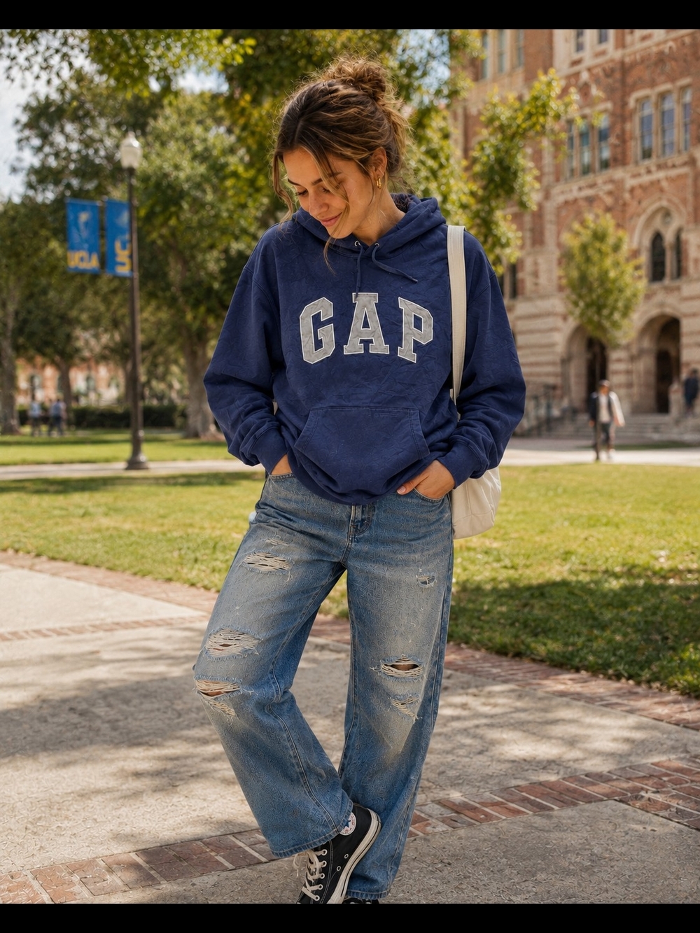 GAP Navy Pullover Hoodie with Contrasting Logo